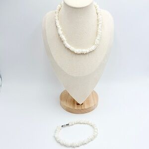 Vintage Chip Shell Choker Necklace and Bracelet Sets